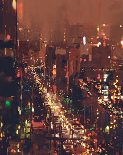 عکس شب شهر شلوغ