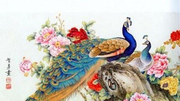 عکس طاووس نقاشی