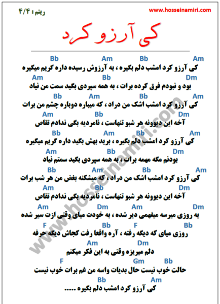 عکس نوشته کی ارزو کرد دلم بگیره