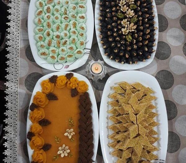 عکس از تزیین حلوا و خرما