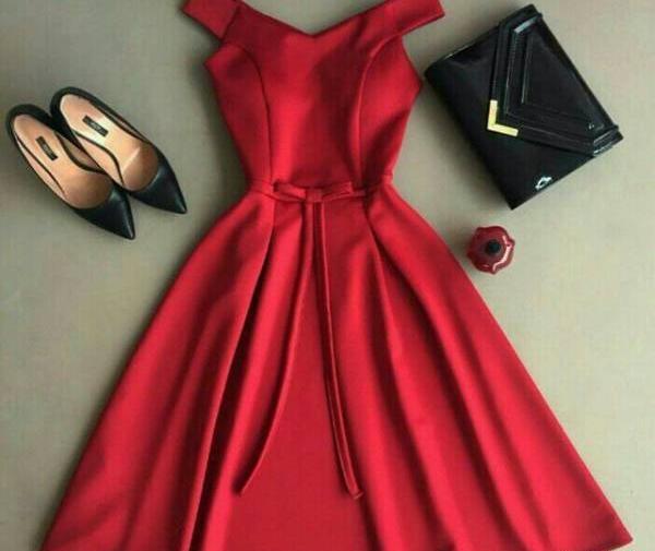 عکس لباس مجلسی کوتاه زرشکی