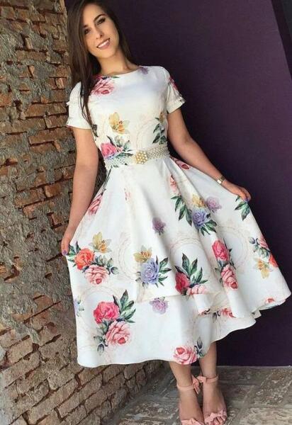 عکس لباس مجلسی کوتاه گلدار دخترانه