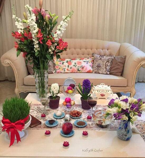 عکس ایده سفره هفت سین با شراب خوری