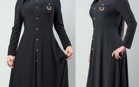 عکس مدل مانتو بلند مشکی جلو بسته
