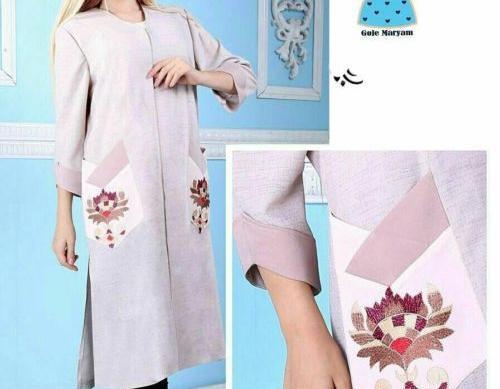 عکس ایده گلدوزی روی جیب مانتو