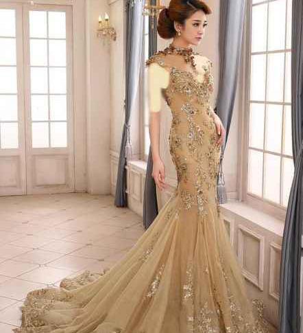 عکس لباس مجلسی زنانه رنگ نباتی