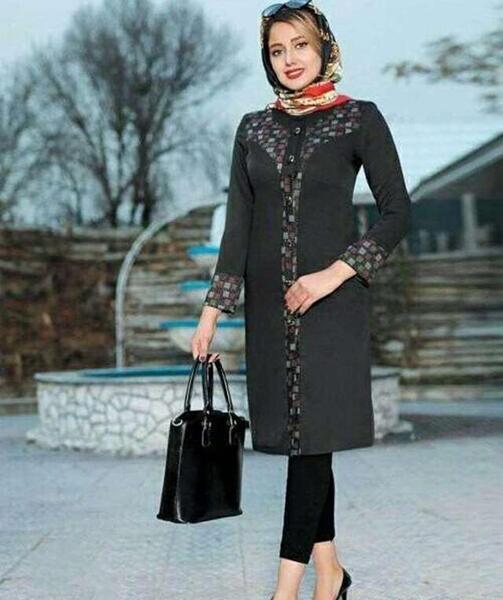 عکس مدل مانتو جلو باز ترکیبی