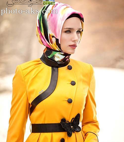 عکس مدل مانتو بلند زرد