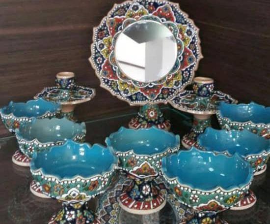 عکس ایده سفره هفت سین با ظروف سفالی