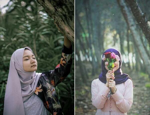 ژست عکس گرفتن دخترانه با حجاب