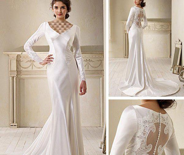 عکس لباس عروس یقه هفتی