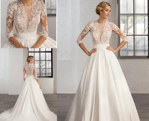 عکس لباس عروس یقه هفتی