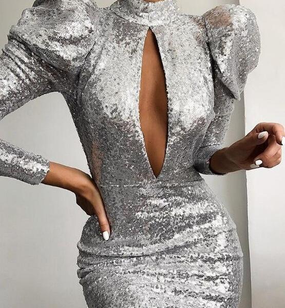 عکس لباس مجلسی کوتاه نقره ای