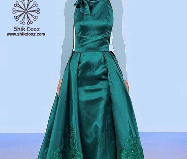 عکس لباس مجلسی زنانه سبز کله غازی
