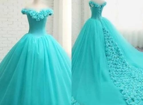 عکس لباس عروس آبی فیروزه ای