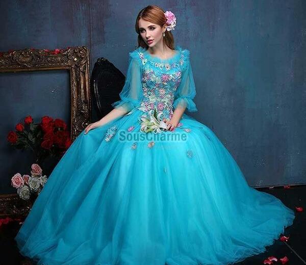 عکس لباس عروس آبی فیروزه ای
