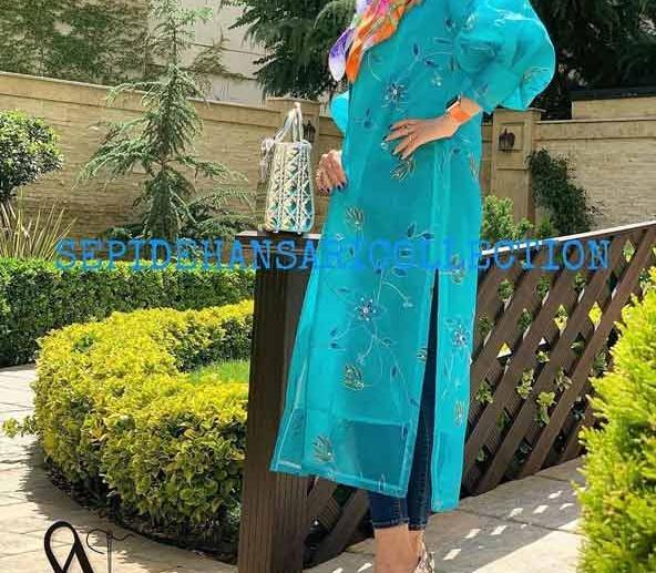 عکس مدل مانتو جلو باز حریر ساده