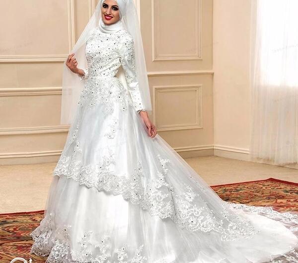 عکس لباس عروس حجاب دار