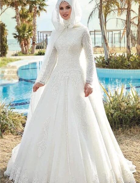 عکس لباس عروس حجاب دار