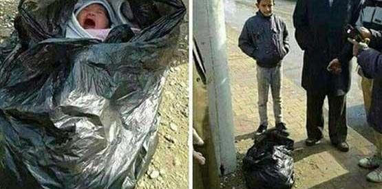 عکس نوزاد رها شده در خیابان