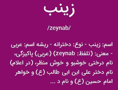 عکس نوشته زینب به انگلیسی