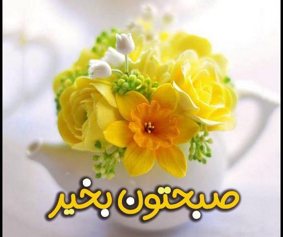عکس نوشته صبح بخیر گل نرگس