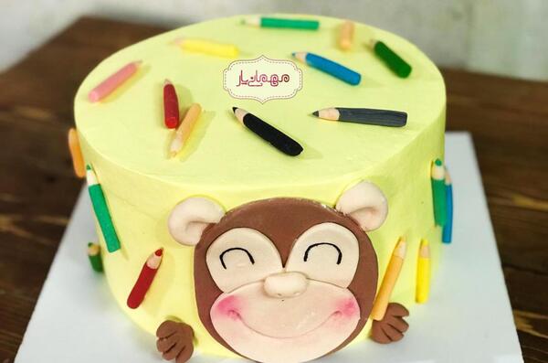 عکس میمون روی کیک تولد