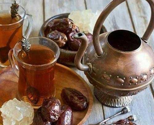 عکس چای با خرما
