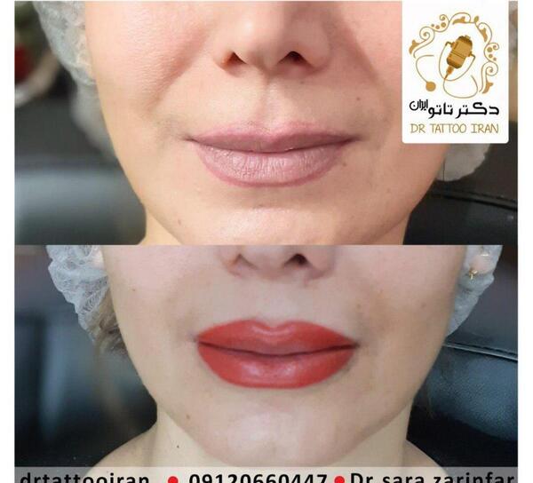 عکس تاتو خط لب کالباسی