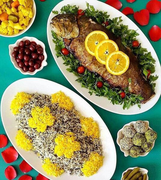 عکس غذا پلو ماهی