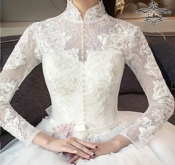 عکس لباس عروس یقه دار
