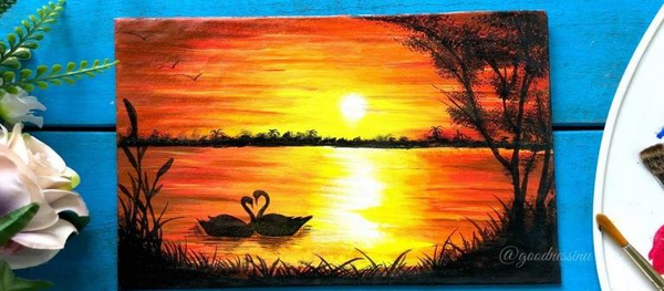 عکس غروب خورشید برای نقاشی