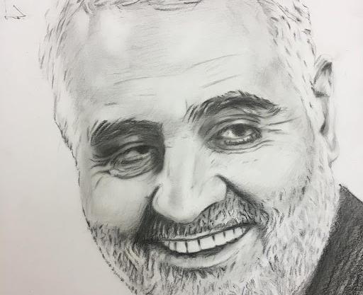 عکس سیاه قلم سردار سلیمانی
