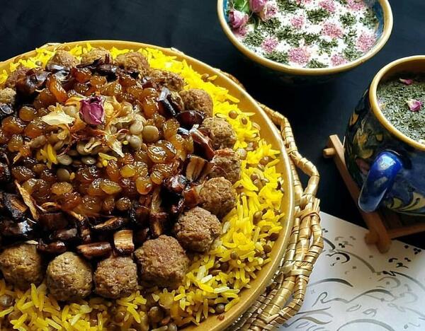 عکس غذا عدس پلو