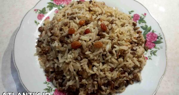 عکس غذا عدس پلو