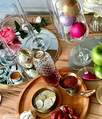 عکس سفره هفت سین با جام شیشه ای