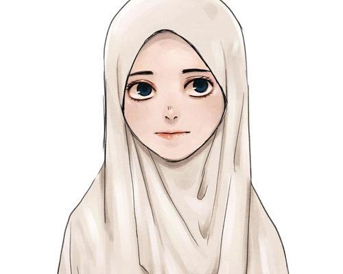 عکس نقاشی دختر با حجاب ساده