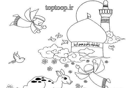 عکس حرم امام رضا با سیاه قلم