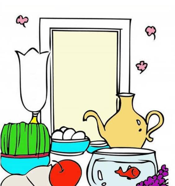 عکس نقاشی سفره هفت سین آسان
