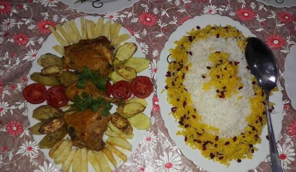 عکس از تزیین زرشک پلو با مرغ