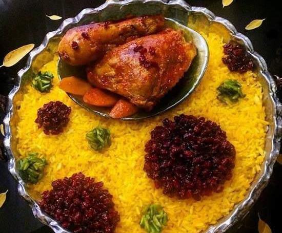 عکس از تزیین زرشک پلو با مرغ