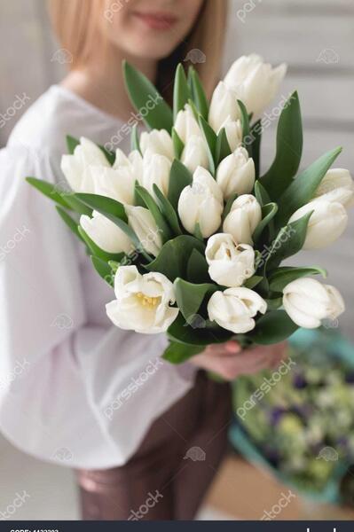 عکس دسته گل لاله سفید