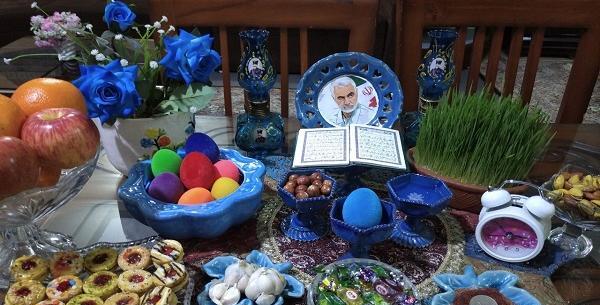 عکس سفره هفت سین با عکس حاج قاسم سلیمانی