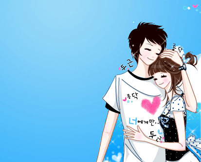عکس عاشقانه بوسه و بغل کارتونی