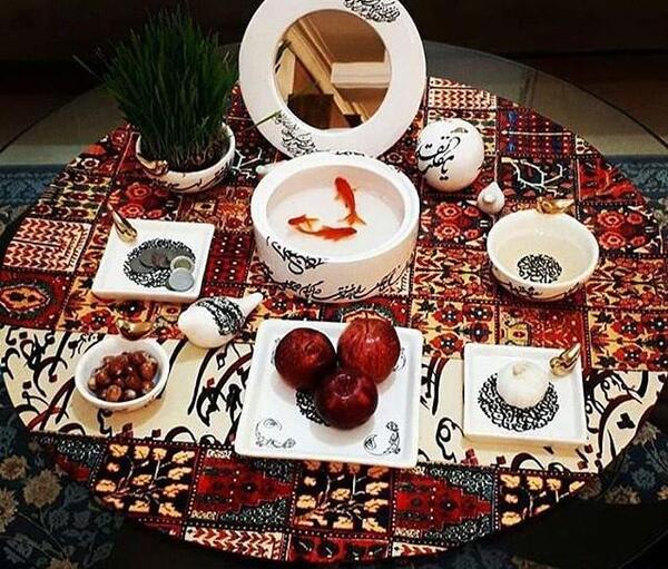 عکس سفره هفت سین با ظروف سفالی