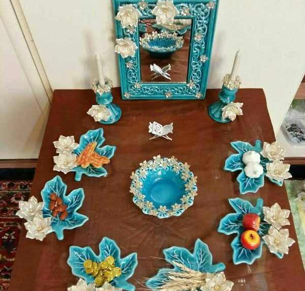عکس سفره هفت سین با ظروف سفالی
