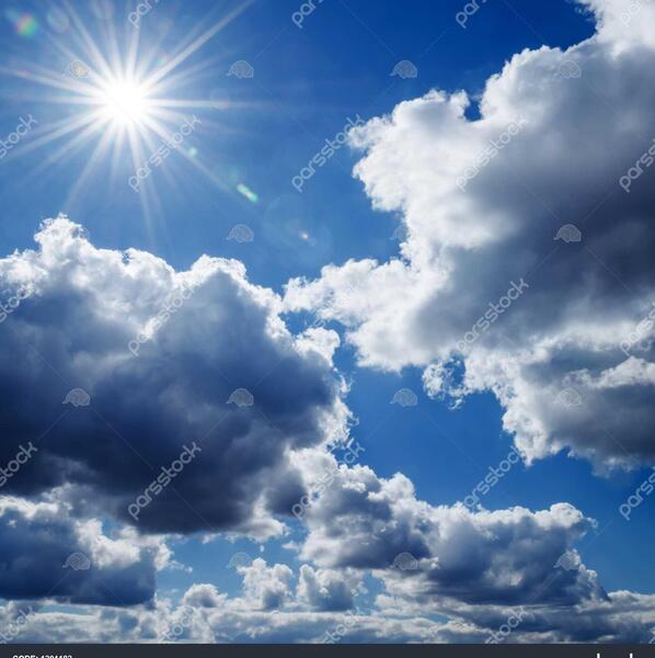 عکس آسمان آبی و خورشید